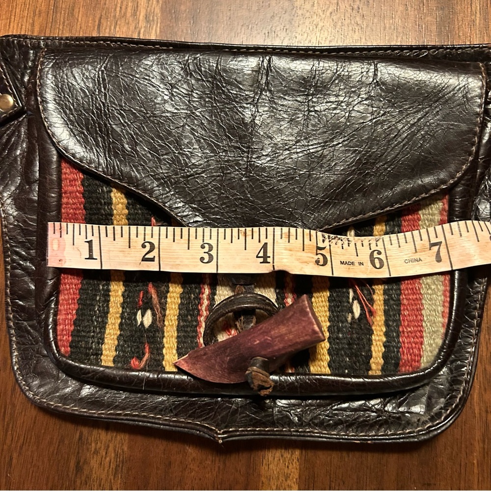 Calleen Cordero Cracked Brown Leather Belt Bag with Upcycled Vintage Kilim - Picture 14 of 16